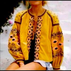 Free People Anthropologie embroidered RD& KoKo Jacket, Sz XL